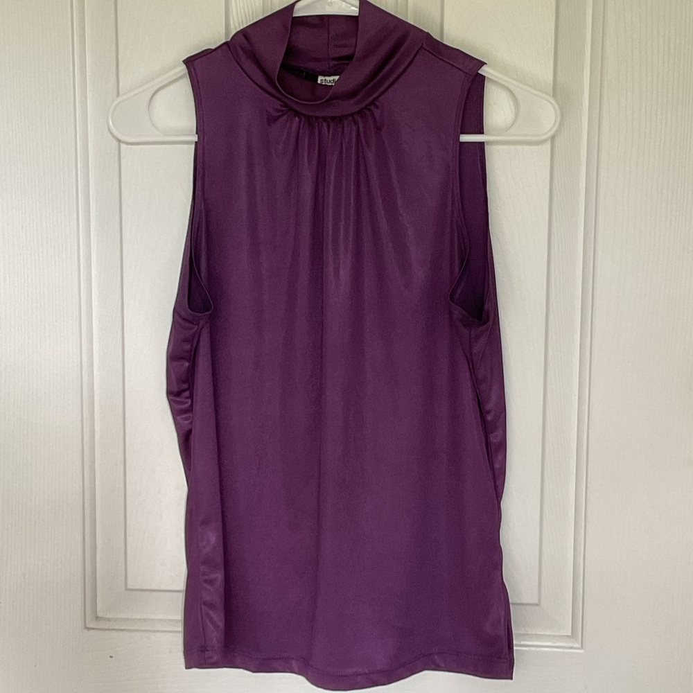 Studio 1940 Purple Sleeveless Mock Neck Blouse